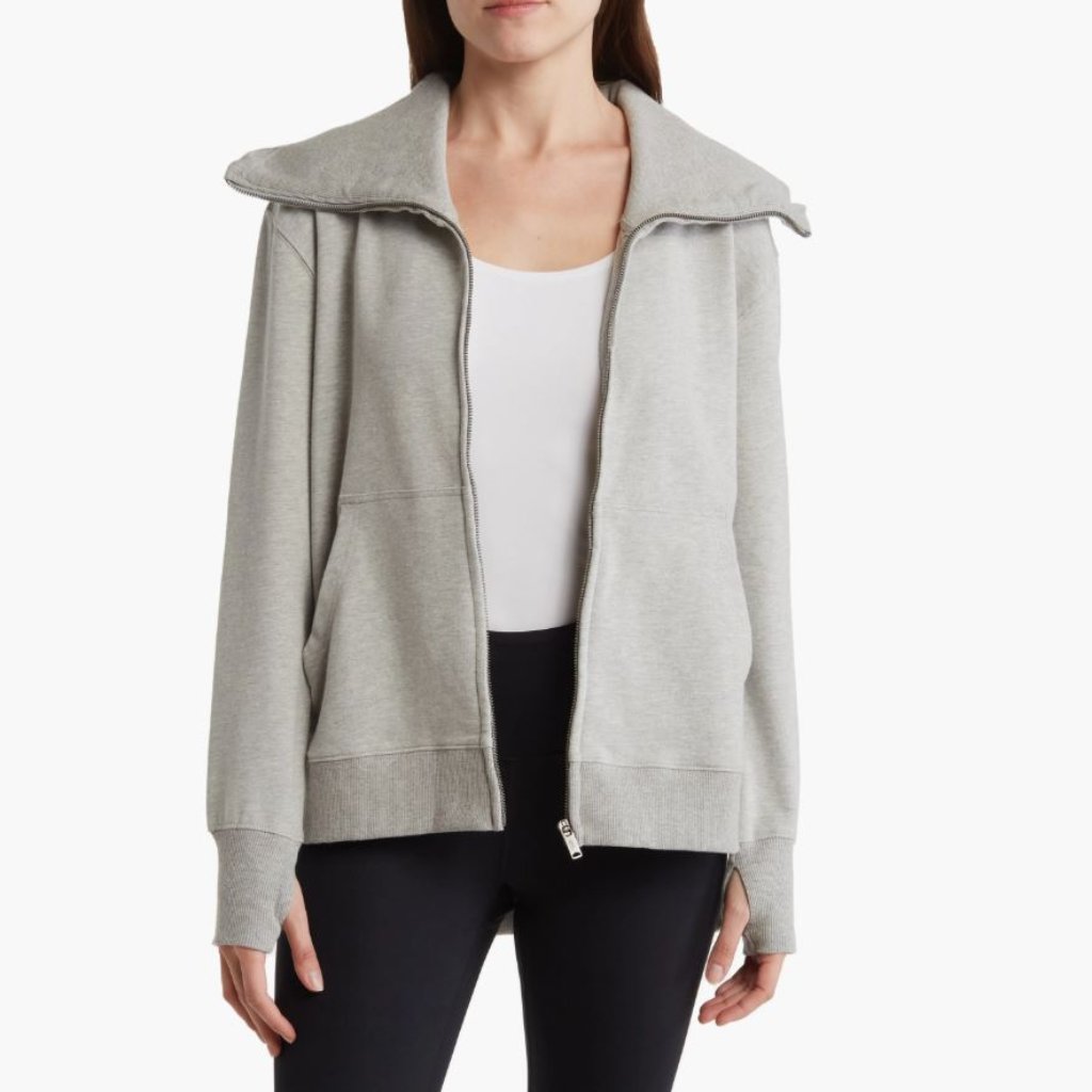 Fp Movement By Free People Oatmilk Zip-Up Knit Collar Sweatshirt Jacket Size Xs